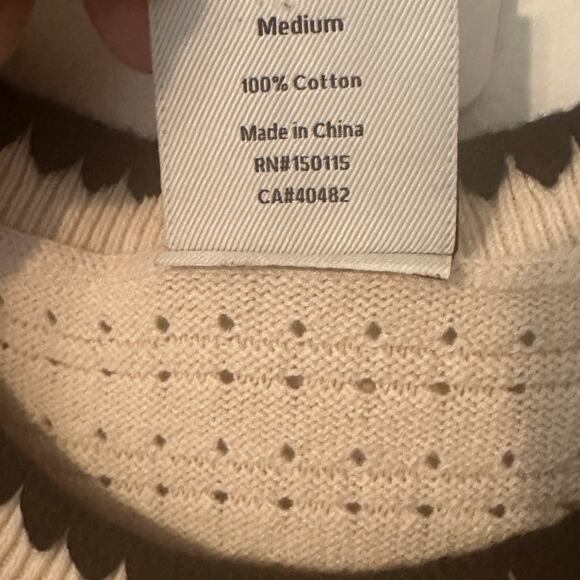 Varley Dwight Tank Knit Sweater Dress Womens Medium Birch Cream Pointelle Midi - Picture 9 of 11